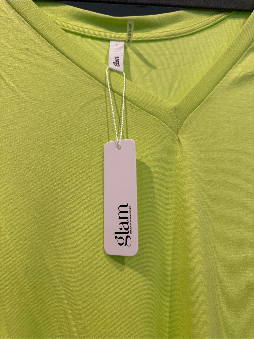 glam Neon Yellow V-Neck Flow Tunic - Picture 2 of 2